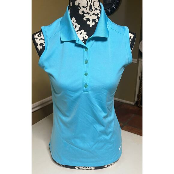 Nike Women's Dri-FIT Victory Sleeveless Golf Polo in glacier blue - Picture 1 of 6